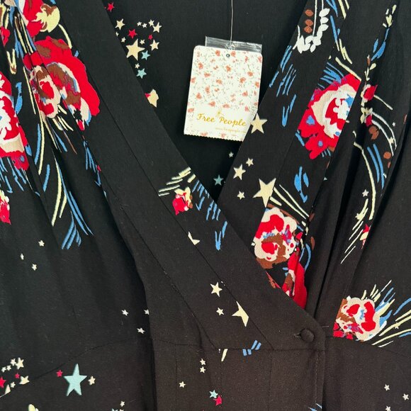 NWT Free People Sleeveless Black, Red, Blue Tunic Floral and Star Print - Picture 4 of 10